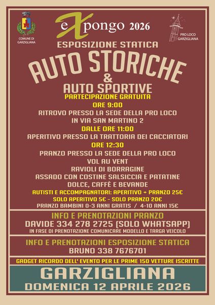 Locandina Raduno Auto Storiche e Sportive - Expongo Garzigliana 2026